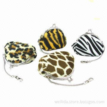 Coin Purses, Made of Leopard Printed Fabric, Sized 10 x 8 x 4cm and Customized Designs Welcomed